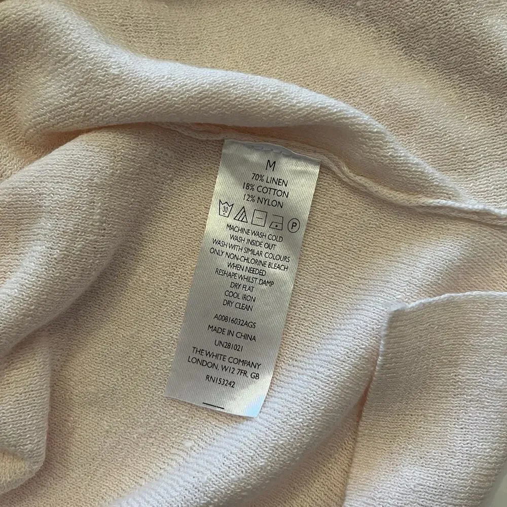 The White Company Linen Blend Sweater Women M Lightweight Coastal Relaxed Dolman